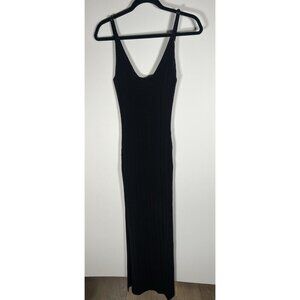 Classic Black Ribbed Maxi Dress - Sleeveless Bodycon